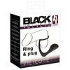 fotografie balení produktu produktu Silikonový kroužek na penis (Ø 4 cm) s připojeným análním kolíčkem (8 cm, Ø 3,5 cm) Black Velvets Ring & Plug (kód 05167240000)