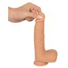 pátá fotografie produktu Silikonový vibrátor tvaru penisu s varlaty a přísavkou, funkcí přírazu a dálkovým ovládáním Natural Thrusting Vibe (21 cm, Ø 4 cm) (kód 05974570000)