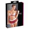 fotografie balení produktu produktu Kostkovaný set s bílou krajkou - podprsenka, otevřená tanga a minisukýnka z kol. lingerie zn. Cottelli Collection (kód 22600343021)