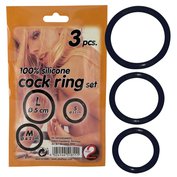 Trojice silikonových erekčních kroužků 100% silicone cock ring set (Ø 3,2 cm, 4,2 cm a 5 cm)