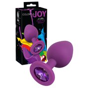 Silikonový anální kolíček s broušeným klenotem Colorful Joy Jewel Purple Plug Medium (8 cm, Ø 3,5 cm)