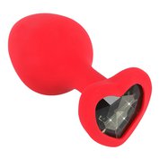 Silikonový anální kolík se základnou ve tvaru srdce s krystalem You2Toys Silicone Plug M (7,9 cm, Ø 3,5 cm)