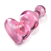 Skleněný anální kolík se základnou tvaru srdce Icicles No. 75 (9,5 cm, Ø 3,4 cm)