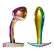 Sada dvou kovových análních kolíků v duhových barvách Anos Metal Butt Plug Set Rainbow (8,8/9,2 cm, Ø 3,2/2,8 cm)