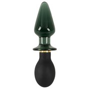 Oboustranný anální kolík se skleněnou a silikonovou stranou a dálkovým ovládáním vibrací Anos Double-Ended Butt Plug (16,6 cm, Ø 4 cm)