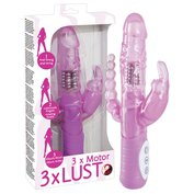 Multifunkční vibrátor se stimulátorem klitorisu a análu "3 x Motor 3 x Lust" (22 cm, Ø 3 cm)