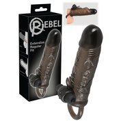 Návlek na penis s prodlužujícím žaludem a minivibrátorem Rebel Extension Regular Fit (19 cm, Ø 4 cm)