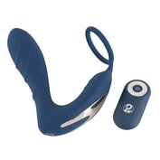 Silikonový nabíjecí anální kolík se stimulátorem hráze, kroužkem na penis a dálkovým ovládáním Vibrating Prostate Plug (12 cm, Ø 3,3 cm)