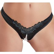 [vel. M] Kalhotky s vyšíváním vpředu a perlovým řetízkem v otevřeném rozkroku z kol. lingerie zn. Cottelli Collection